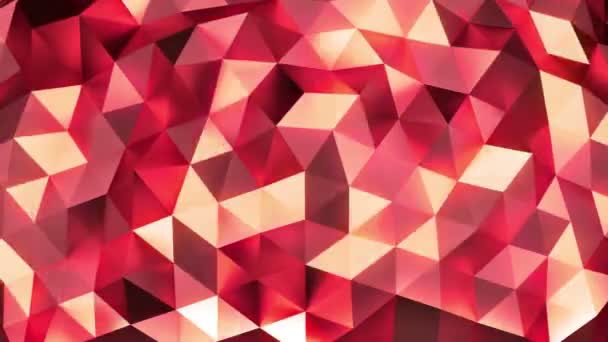 Vanille - roter abstrakter Hintergrund aus leuchtenden Dreiecken (Low Poly) mit nahtloser Schleife — Stockvideo