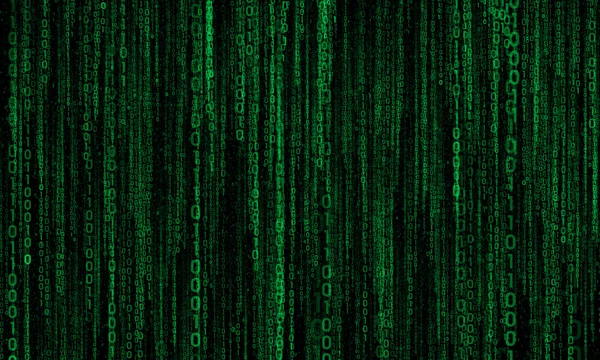 Cyberspace with digital lines, binary hanging chain — Stock Photo, Image