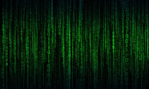 Ciberespacio con líneas digitales, cadena colgante binaria — Foto de Stock