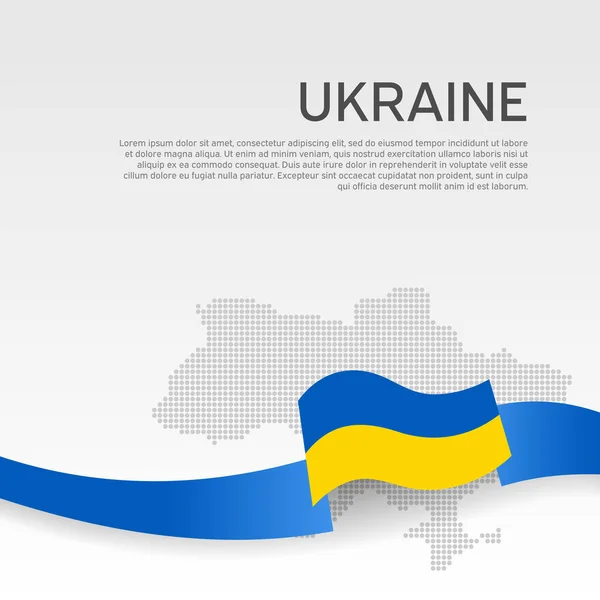 Beyaz Arka Planda Ukrayna Dalgalı Bayrağı Mozaik Harita Ukrayna Bayrağının — Stok Vektör