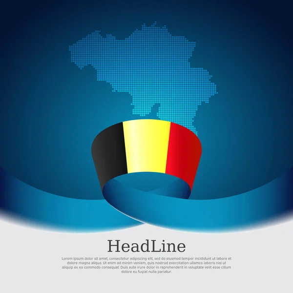 Kontekst Flagi Belgii Flaga Belgii Mapa Mozaiki Niebieskim Białym Tle — Wektor stockowy