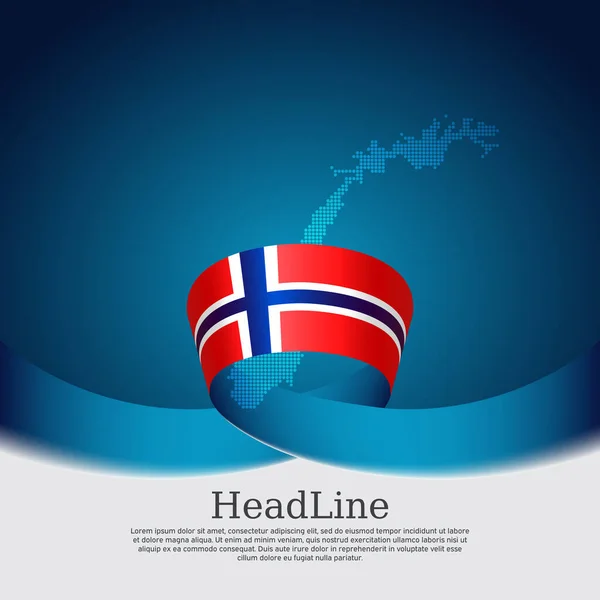 Pozadí Vlajkou Norska Národní Norský Plakát Vlajka Norska Mozaika Mapa — Stockový vektor