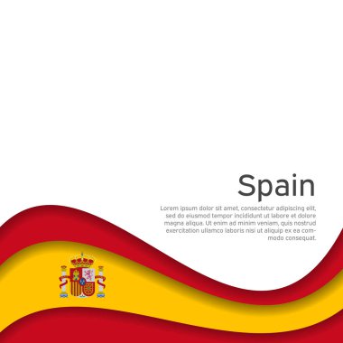 Soyut sallanan İspanya bayrağı. Kağıt kesim stili. İspanya 'nın vatansever tatil kartı tasarımı için yaratıcı bir geçmiş. Ulusal poster. İspanyol vatansever kamuflajı, pilot. Vektör tasarımı