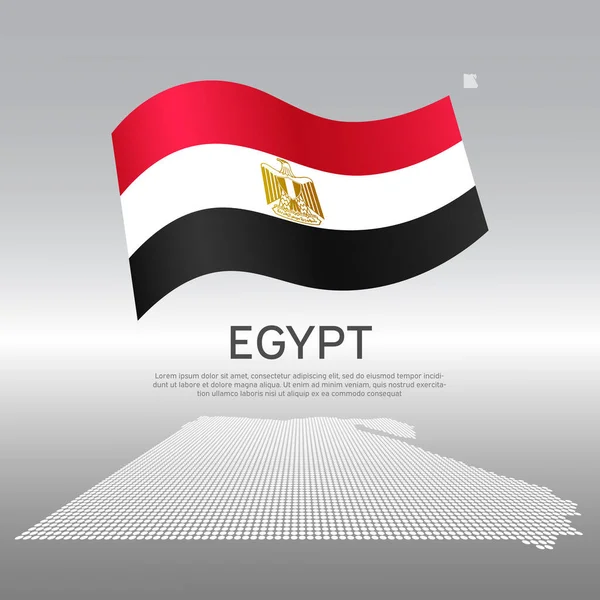 光の背景にエジプト波状の旗とモザイクマップ エジプト国内のポスターのための創造的な背景 ベクトル三色設計 ビジネス小冊子 エジプトの愛国的旗チラシ — ストックベクタ