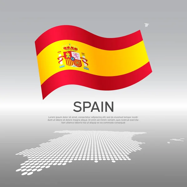 Ισπανία Κυματιστή Σημαία Και Ψηφιδωτό Χάρτη Φόντο Φωτός Δημιουργικό Υπόβαθρο — Διανυσματικό Αρχείο