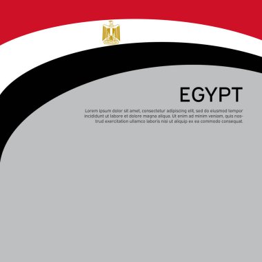 Soyut Mısır bayrağı sallama. Mısırlı vatansever tatil kartı tasarımı için yaratıcı bir geçmiş. Düz stil. Ulusal poster. Devlet Vatansever Mısır Kapağı, Flyer. Vektör tasarımı
