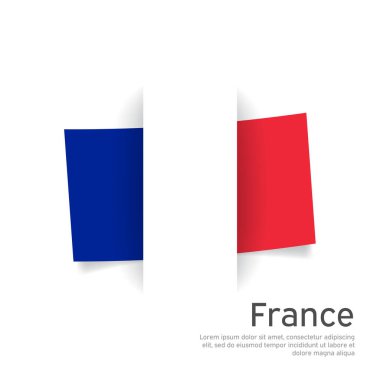 Kağıt kesim tarzında Fransa bayrağı. Vatansever, şenlikli kart tasarımı için yaratıcı bir geçmiş. Ulusal Poster. Fransız vatansever kapağı, broşür, broşür. Vektör üç renk tasarımı