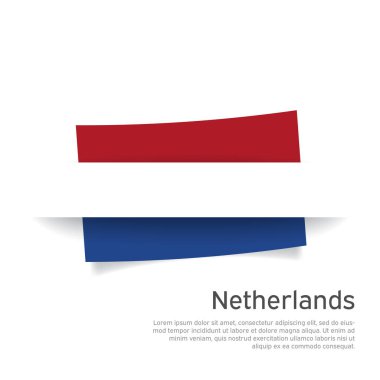 Kağıt kesiği şeklinde Hollanda bayrağı. Vatansever tatil kartı tasarımı için yaratıcı bir geçmiş. Ulusal Poster. Kapak, Hollanda 'nın eyalet renklerinde pankart. Vektör üç renk tasarımı