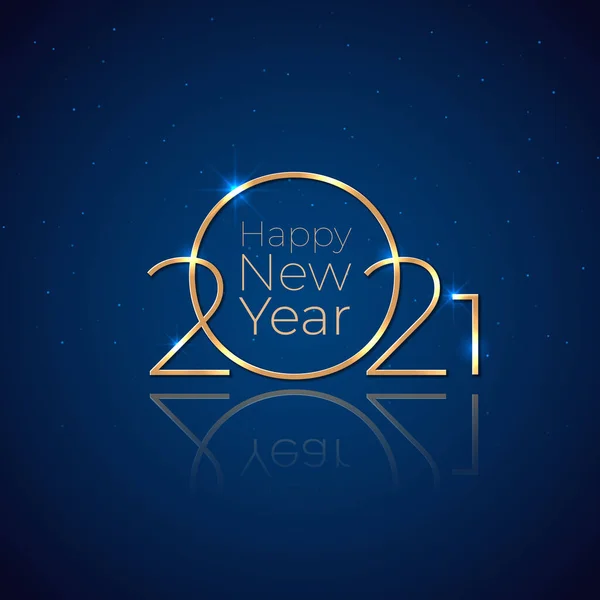 Yeni Yıl 2021 Tatil Tebrik Kartı Koyu Mavi Arka Planda — Stok Vektör