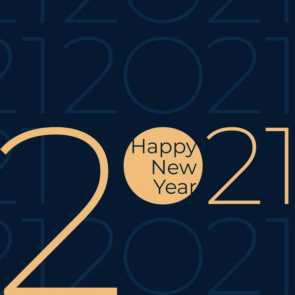 2021 Mutlu Yıllar Parti Dekorasyonu Tatil Tebrik Kartı Koyu Mavi — Stok Vektör