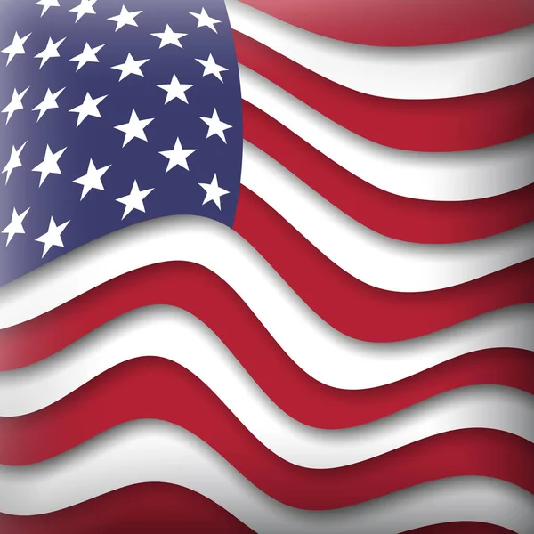 Icono Bandera Forma Cuadrado Saludando Viento Bandera Americana Abstracta Ondeando — Archivo Imágenes Vectoriales