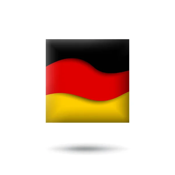 正方形の形をしたドイツの旗のアイコン 風に揺れる ドイツ国旗を振っている ドイツの三色 紙のカットスタイル ベクトル記号 アイコン ボタン — ストックベクタ