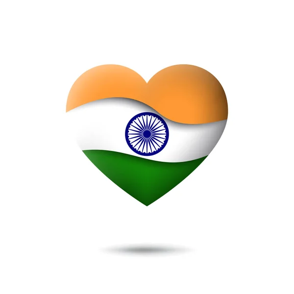 Icono Bandera India Forma Corazón Saludando Viento Abstracto Onando Bandera — Archivo Imágenes Vectoriales