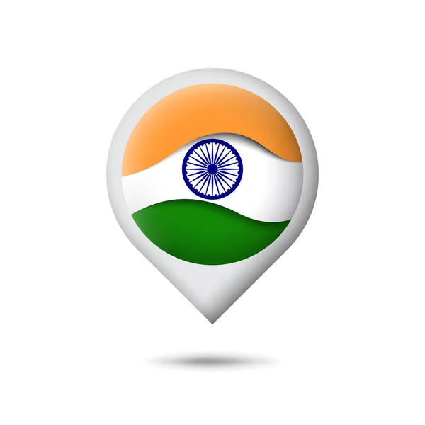 Icono Bandera India Forma Puntero Marcador Mapa Saludando Viento Abstracto — Archivo Imágenes Vectoriales