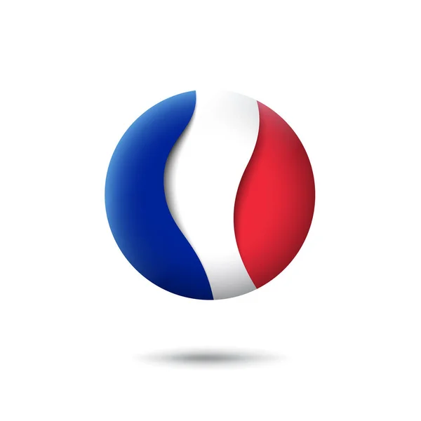 Icône Drapeau France Forme Cercle Agitant Dans Vent Résumé Agitant — Image vectorielle