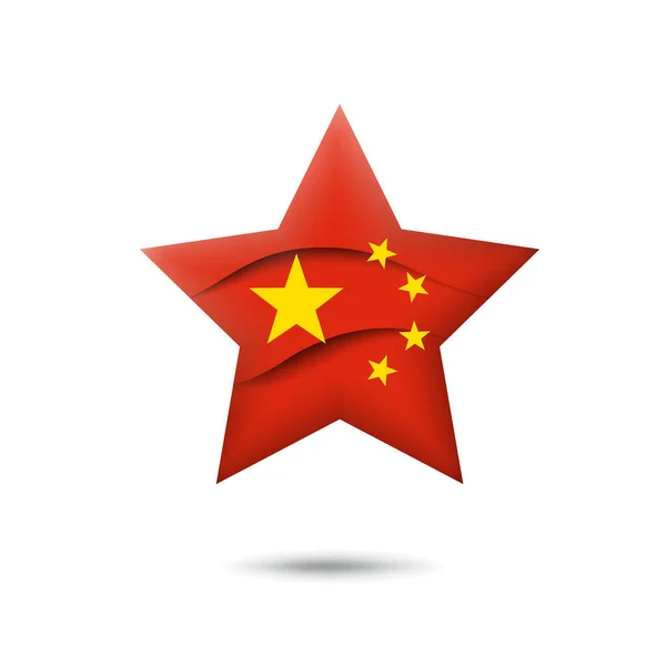 China Icono Bandera Forma Estrella Saludando Viento Abstracto Onando Bandera — Vector de stock