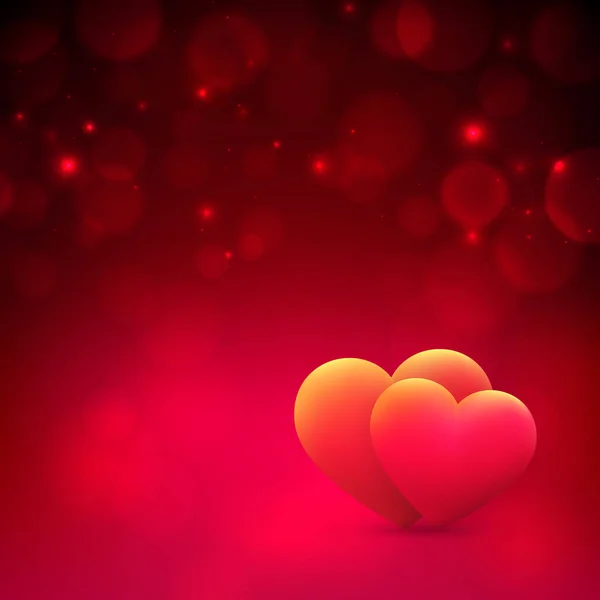 Czerwony Bokeh Tło Walentynki Kartka Pozdrowieniami Różowymi Sercami Szczęśliwych Walentynek — Wektor stockowy