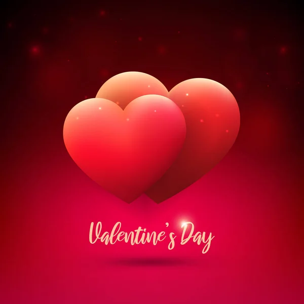 День Святого Валентина Червоні Серця Червоному Розмитому Фоні Щасливий День — стоковий вектор