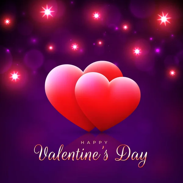 Carte Saint Valentin Coeurs Rouges Sur Magenta Fond Violet Avec — Image vectorielle