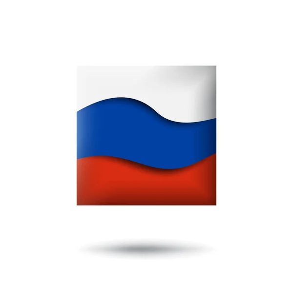 러시아는 사각형 모양의 아이콘을 그린다 바람에 흔들리고 러시아 국기를 흔들고 — 스톡 벡터