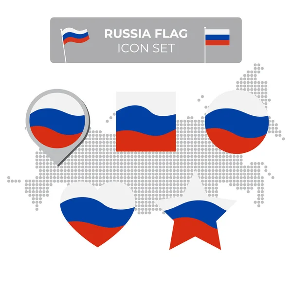 Ρωσία Εικονίδια Σημαία Που Σχήμα Τετραγώνου Καρδιά Κύκλος Αστέρια Και — Διανυσματικό Αρχείο