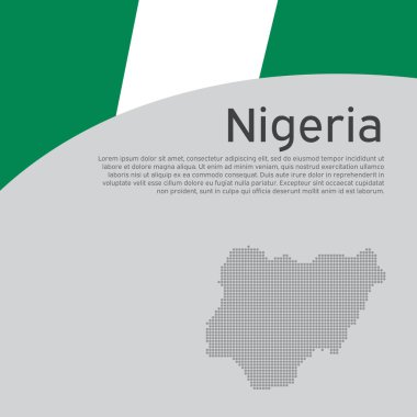 Soyut Nijerya bayrağı, mozaik harita. Nijerya bayrak renklerinde tatil kartı tasarımı için yaratıcı bir geçmiş. Ulusal poster. Nijerya vatanseverliği kapağı, iş broşürü, broşür. Vektör düz tasarımı