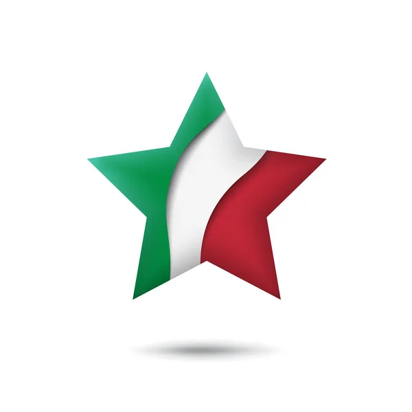 Ícone Bandeira Itália Forma Estrela Acenando Vento Abstrato Acenando Com — Vetor de Stock