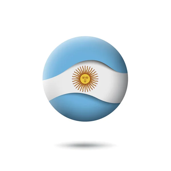 Icône Drapeau Argentin Forme Cercle Agitant Dans Vent Drapeau Argentin — Image vectorielle