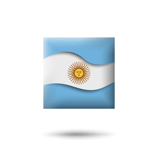 正方形の形をしたアルゼンチンの旗のアイコン 風に揺れる アブストラクトアルゼンチン手旗 紙のカットスタイル ベクトル記号 アイコン ボタン — ストックベクタ