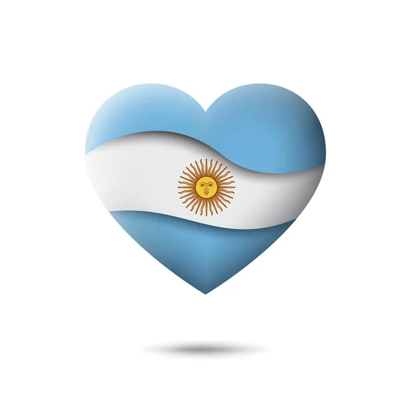 Icono Bandera Argentina Forma Corazón Saludando Viento Bandera Argentina Abstracta — Archivo Imágenes Vectoriales