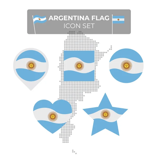 Ícones Bandeira Argentina Definido Forma Quadrado Coração Círculo Estrelas Ponteiro — Vetor de Stock