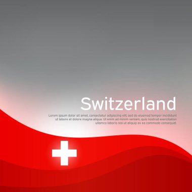 Soyut İsviçre bayrağı sallama. Vatansever İsviçre tatil kartları tasarlamak için yaratıcı bir arka plan. Ulusal poster. Kapak, İsviçre 'nin ulusal renklerinde pankart. Vektör illüstrasyonu