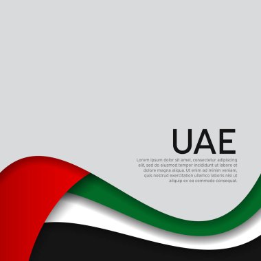 Birleşik Arap Emirliklerinin soyut bayrağı. BAE iş broşürü, broşür. Kağıt kesim stili. Uae 'nin vatansever tatil kartı tasarımı için yaratıcı bir geçmiş. Ulusal Poster. Vektör tasarımı