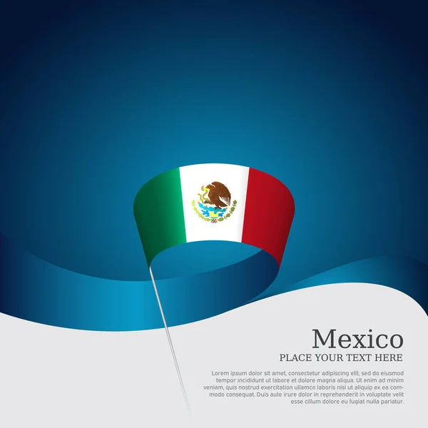 Bandera México Sobre Fondo Azul Blanco Diseño Banner Vectorial Póster — Vector de stock