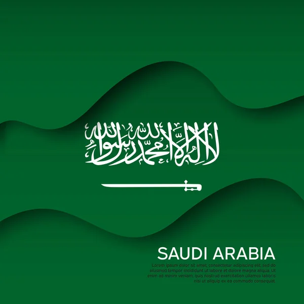 Resumen Ondeando Bandera Árabe Saudí Estilo Corte Papel Fondo Creativo — Vector de stock