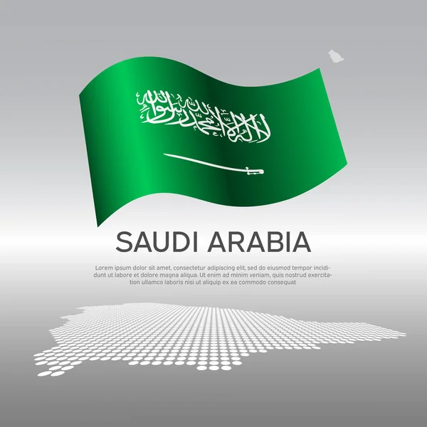 Arabia Saudita Ondulada Bandera Mapa Mosaico Sobre Fondo Claro Antecedentes — Vector de stock