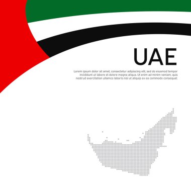 Birleşik Arap Emirliklerinin soyut dalgalı mozaik haritası. Vatansever tatil kartı tasarımı için yaratıcı bir geçmiş. Ulusal Poster. Düz stil. BAE iş broşürü, broşür. Vektör düz tasarımı