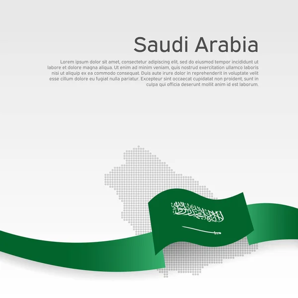 Fondo Con Bandera Ondulada Mapa Mosaico Arabia Saudí Bandera Arabia — Vector de stock