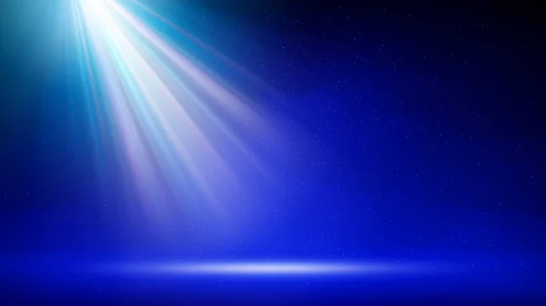 Spotlight Achtergrond Verlicht Blauw Podium Goddelijke Uitstraling God Achtergrond Voor — Stockvector