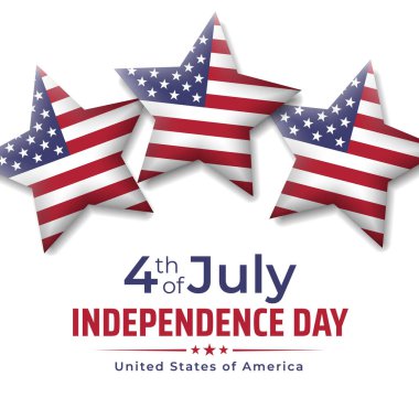 Banner 4th of july usa independence day. Fourth of july, USA national holiday. Light background with stars american flag. Vector illustration, poster