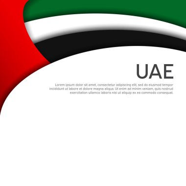 Birleşik Arap Emirliklerinin soyut bayrağı. Kağıt kesim stili. Uae 'nin vatansever tatil kartı tasarımı için yaratıcı bir geçmiş. Ulusal poster. BAE eyalet iş broşürü, kapak. Vektör tasarımı