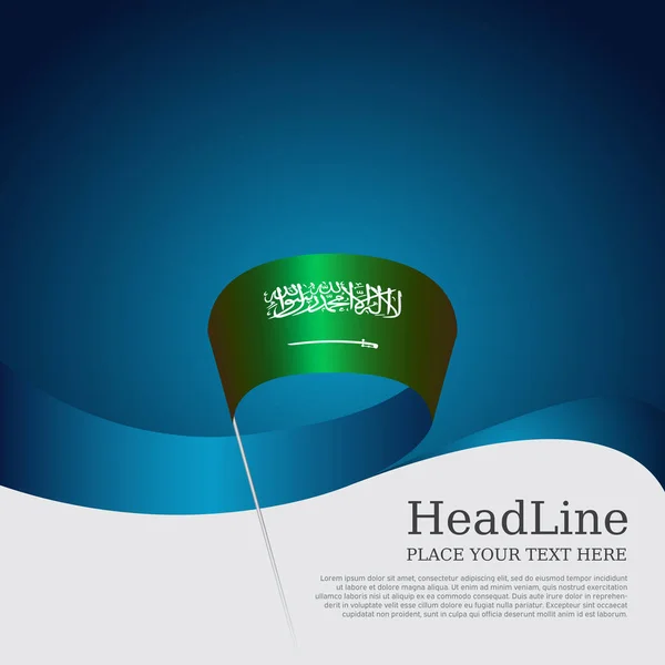 Saúdskoarabská Vlajka Vlnitou Stuhou Modrém Bílém Pozadí Pozadí Vlajkou Saúdské — Stockový vektor