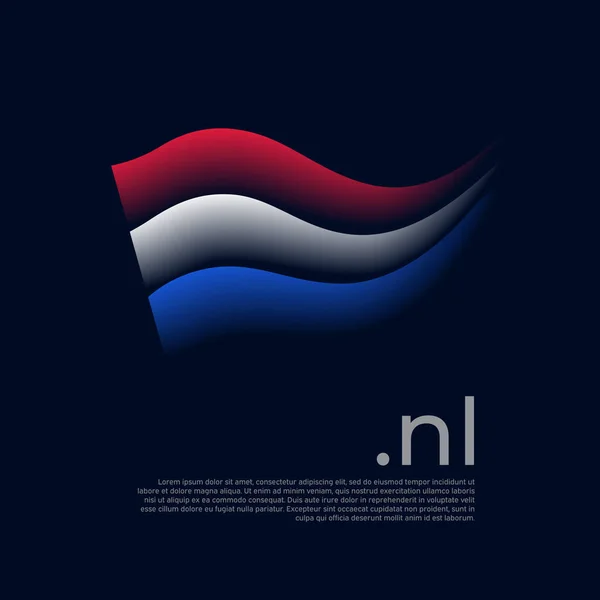 荷兰国旗 荷兰国旗深色底色条纹 矢量风格的国家海报设计与Nl领域 文字的地方 荷兰的Tricolor 国徽爱国大旗 — 图库矢量图片