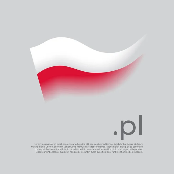 波兰国旗 白底上的色彩斑斓的彩旗 矢量造型设计的国家海报与Pl域名 文字位置 国家爱国横幅波兰 — 图库矢量图片