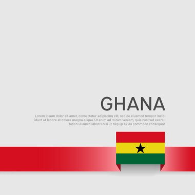 Gana bayrağı geçmişi. Gana Eyaleti vatansever bayrağı, koru. Beyaz arka planda kurdele rengi bayrak. Ulusal poster. Vektör üç renkli düz tasarım