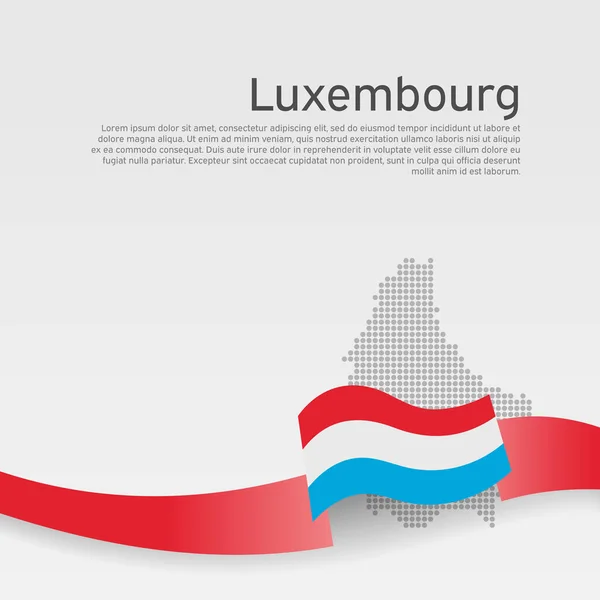 Σημαία Λουξεμβούργου Ψηφιδωτός Χάρτης Λευκό Φόντο Κυματιστή Κορδέλα Την Πολυτελή — Διανυσματικό Αρχείο