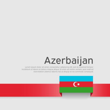 Azerbaycan bayrak geçmişi. Eyalet Azerbaijani vatansever bayrağı, koru. Beyaz arka planda Azerbaijan 'ın kurdele rengi bayrağı. Ulusal poster. Vektör üç renkli düz tasarım