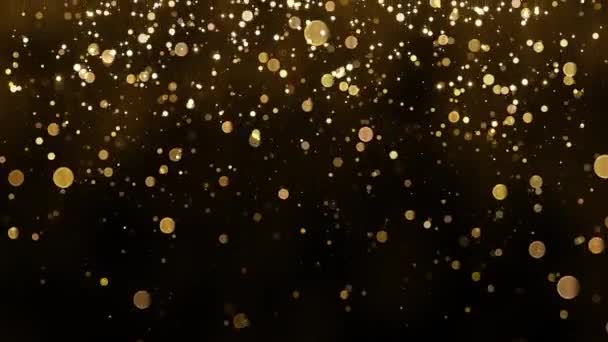 背景为金光闪闪的下落颗粒 金色的五彩纸屑与魔法般的光芒 迷人的雨 漂亮的动画圣诞背景 无缝圈 — 图库视频影像