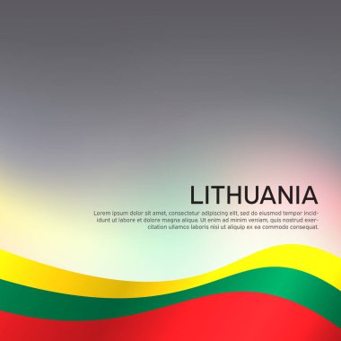 Soyut sallanan Litvanya bayrağı. Vatansever tatil kartları tasarlamak için yaratıcı bir arka plan. Ulusal poster. Kapak, Litvanya 'nın ulusal renklerinde pankart. Vektör illüstrasyonu
