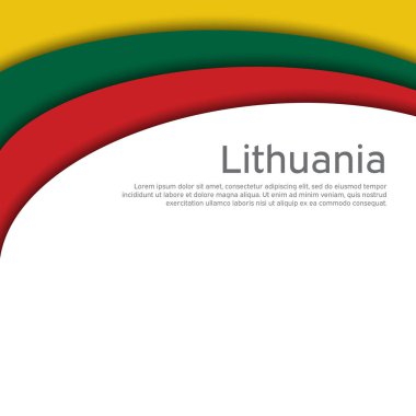 Soyut sallanan Litvanya bayrağı. Kağıt kesim stili. Vatansever tatil kartı tasarımı için yaratıcı bir geçmiş. Ulusal poster. Litvanya vatanseverliğinin gizli kimliği, pilot. Vektör üç renk tasarımı